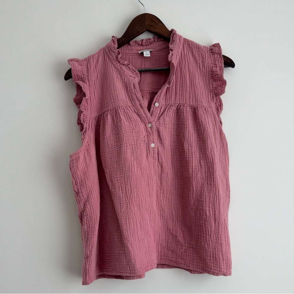 J. Crew Pink Muslin Popover Top
